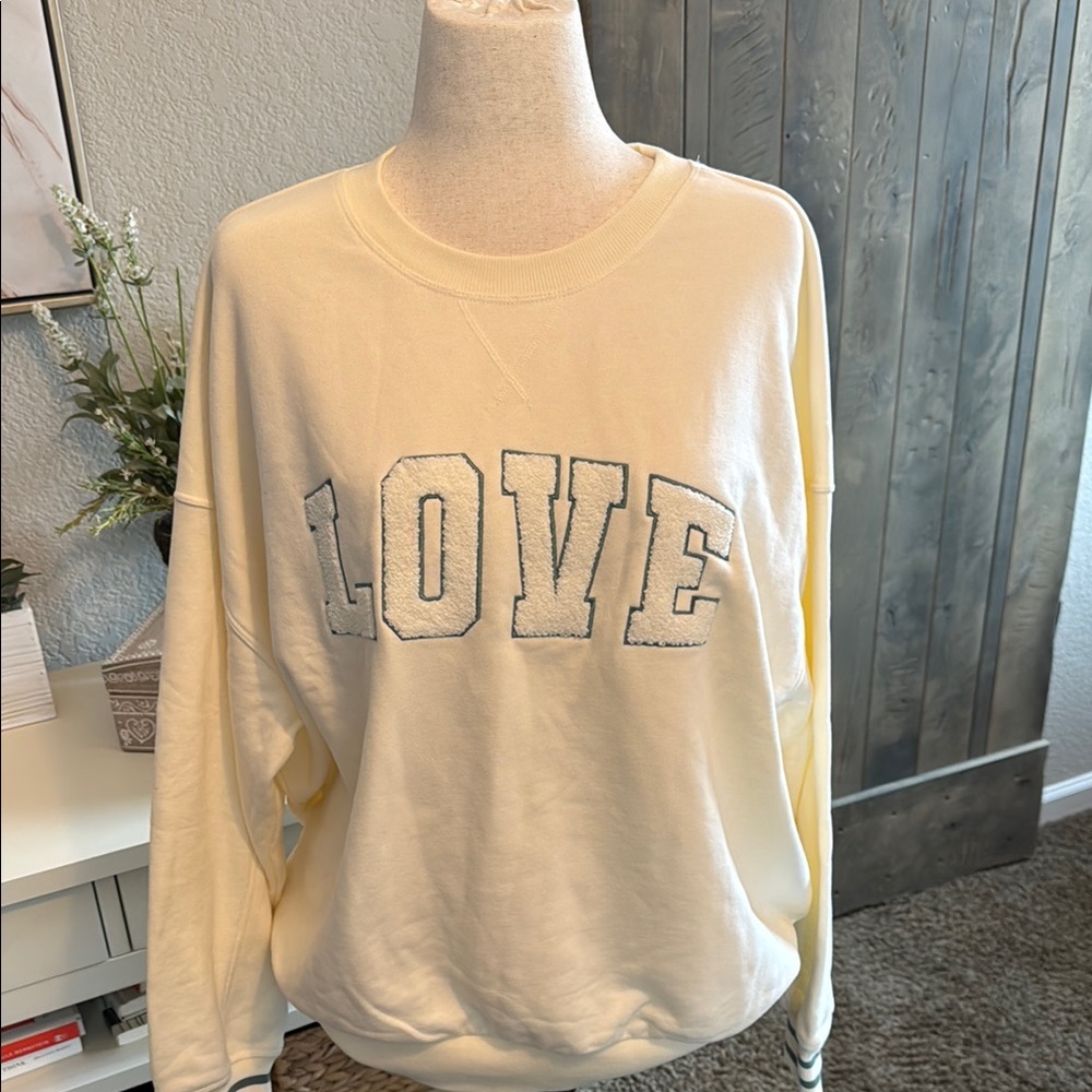 Cream Sweatshirt with LOVE Graphic